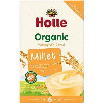 Holle Био бебешка безмлечна каша с просо без глутен 6М+ 250 гр