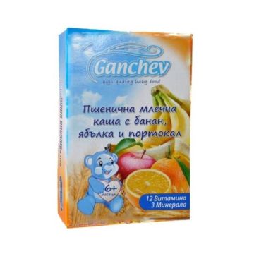 Ganchev Пшенична млечна каша с банан, ябълка и портокал 6М+ 200 гр