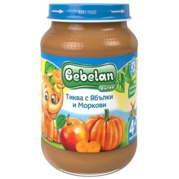 Bebelan Пюре Тиква с ябълки и моркови 4М+ 190 гр 