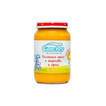 Ganchev Пюре пилешко месо с моркови и ориз 4М+ 190 гр