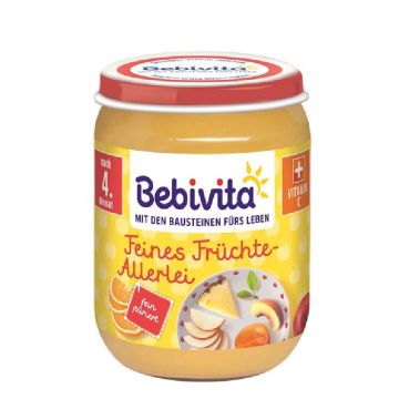 Bebivita пюре от различни плодове без глутен 4М+ 190 гр