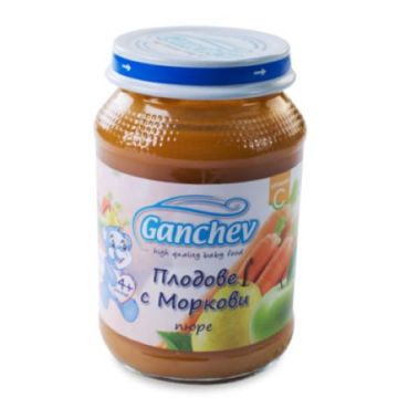 Ganchev Пюре плодове с моркови 4М+ 190 гр