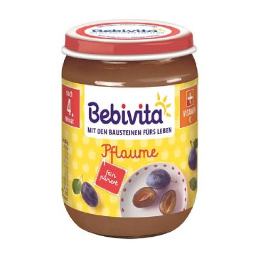 Bebivita пюре сини сливи без глутен 4М+ 190 гр