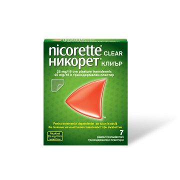 Nicorette Clear Никорет Клиър Пластири за отказване на цигарите 25 мг/ 16 часа х 7 бр.