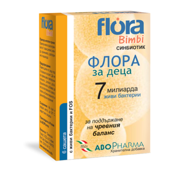 AboPharma Flora Bimbi 7 Синбиотик за деца за поддържане на чревния баланс 6 сашета