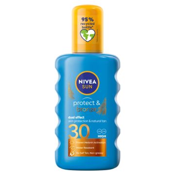 Nivea Sun Protect & Bronze Слънцезащитен спрей за активиране на тена SPF30 200 мл