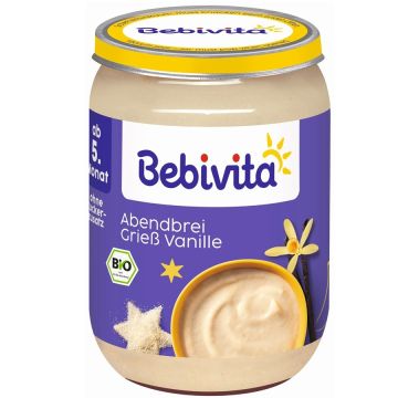 Bebivita Био млечна каша "Лека нощ" грис с ванилия 5М+ 190 гр