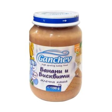 Ganchev Млечна каша с банани и бисквити 4М+ 190 гр