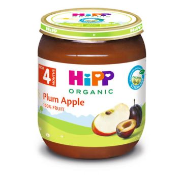Hipp Био сливи и ябълки 4М+ 125 г