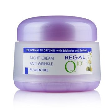 Regal Q10+ Нощен крем против бръчки с еделвайс и масло от баобаб 50 мл