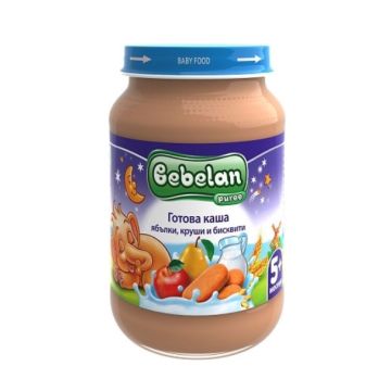 Bebelan Ovko Готова каша ябълки, круши и бисквити 5М+ 190 гр 