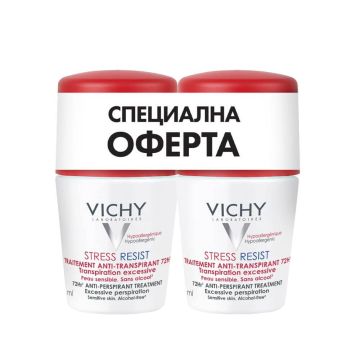 Vichy Stress Resist Дезодорант рол-он с до 72 часа ефект против изпотяване 2 х 50 мл Комплект