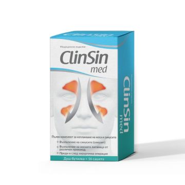 NaturProdukt ClinSin med Комплект за изплакване на носа и синусите Душ-бутилка и 16 сашета