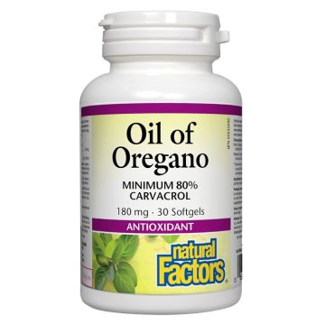Natural Factors Oil of Oregano натурално масло от риган антиоксидант с антимикробен ефект 180 мг х 30 капсули