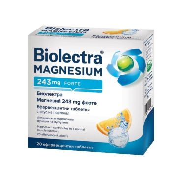 Biolectra Magnesium Forte За мускулите и нервната система с вкус на портокал 243 мг 20 ефервесцентни таблетки Hermes