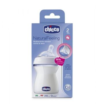 Chicco Natural Feeling  шише биберон силикон 2 капки 2М+ 250 мл 