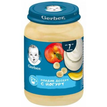 GERBER® Храна за бебета Плодов десерт с йогурт пюре от 7-ия месец бурканче 190 гр