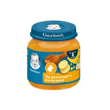 GERBER® Храна за бебета Зеленчуци с пилешко пюре от 6-ия месец бурканче 125 гр