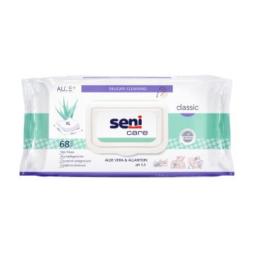 Seni Care Wet Wipes Мокри кърпи за чувствителна кожа с алое х 68 бр