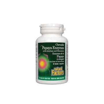 Natural Factors Papaya Enzymes with Amylase and Bromelain Папая ензими с Амилаза и Бромелаин срещу стомашни проблеми х 60 таблетки