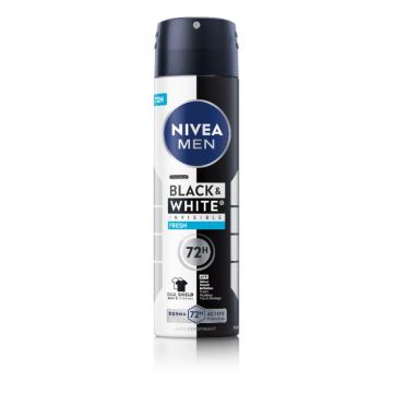 Nivea Men Black & White Invisible Fresh Дезодорант спрей против изпотяване за мъже 150 мл