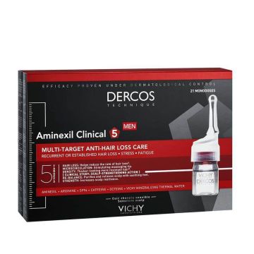 Vichy Dercos Aminexil Clinical 5 Терапевтична грижа против косопад за мъже 21 х 6 мл
