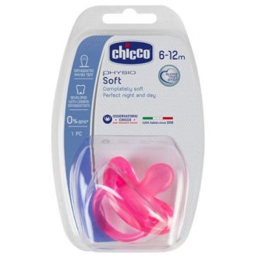 Chicco залъгалка физио софт силикон 6-12M момиче х1 бр
