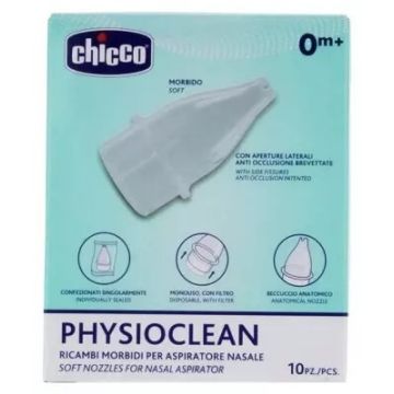 Chicco Physio Clean Резервни меки накрайници за физиологичен аспиратор за нос х 10 бр