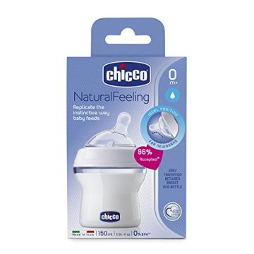 Chicco Natural Feeling шише биберон силикон 1 капка 0М+ 150 мл 