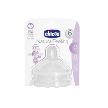 Chicco Natural Feeling биберон 3 капки 6М+ х2 бр