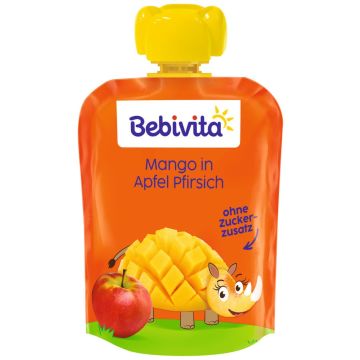 Bebivita Плодов пауч ябълка с манго и праскова 12М+ 90 г