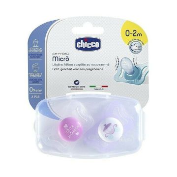 Chicco Physio Micro залъгалка 0-2М силикон момиче 2 бр 