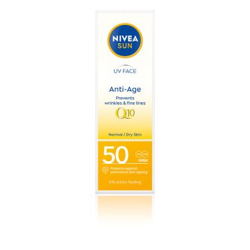 Nivea Sun Q10 Anti-Age & Anti-Pigments Слънцезащитен крем за лице против бръчки и пигментни петна SPF50 50 мл