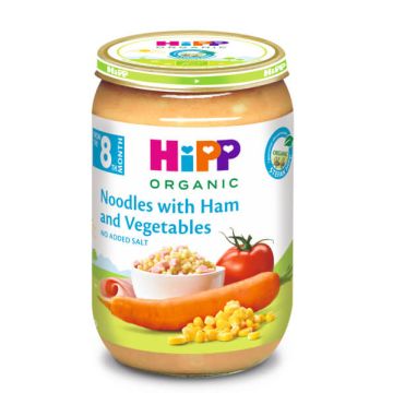 Hipp Био макарони с шунка и зеленчуци 8М+ 220 г