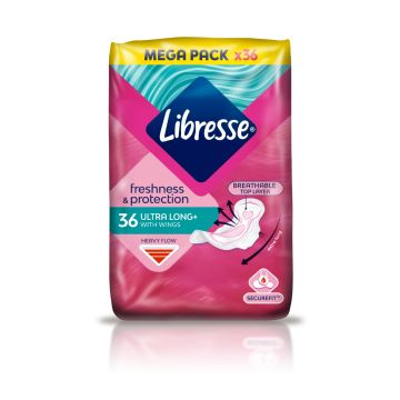 Libresse Freshness & Protection Ultra Long+ Mega Pack Дамски превръзки x 36 бр.