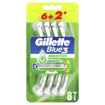 Gillette Blue 3 Sensitive Еднократна самобръсначка х 6 + 2 бр