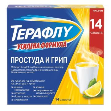 Терафлу Усилена формула при простуда и грип х 14 сашета GlaxoSmithKline