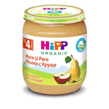 Hipp Био пюре ябълки и круши 4М+ 125 г