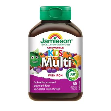 Jamieson Multi for Kids Витамини и минерали за деца с желязо х 60 дъвчащи таблетки