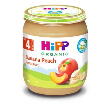 Hipp Био пюре праскови и банани 4М+ 125 г
