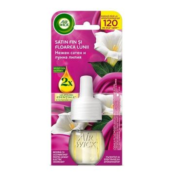 Air Wick Електрически ароматизатор + пълнител Extra Oils Нежен сатен и лунна лилия19 мл
