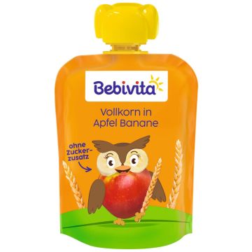Bebivita  Плодова закуска пълнозърнести култури с ябълка и банан 12М+ 90 г