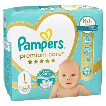Пелени Papmpers Premium Care Размер 1 New born 26 бр