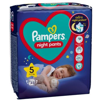 Пелени - гащички Pampers Night Pants 12-17 кг Размер 5 22 бр