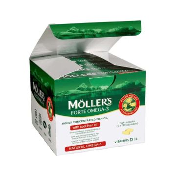 Möller’s Forte Omega-3 Масло от черен дроб на треска х 150 капсули
