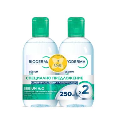 Bioderma Sebium Мицеларна вода за мазна и акнеична кожа 250 мл 2 бр. Комплект
