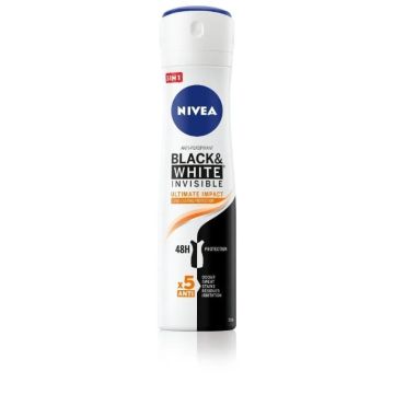 Nivea Black & White Invisible Ultimate Impact Дезодорант спрей против изпотяване за жени 150 мл