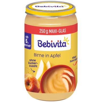 Bebivita Био пюре круши и ябълка без глутен 5М+ 250 г