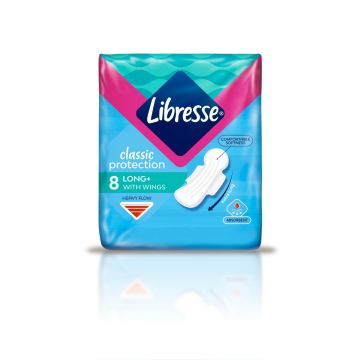 Libresse Classic Protection Long+ Дневни дамски превръзки с крилца 8 бр Essity AB
