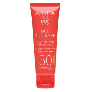 Apivita Bee Sun Safe Тониран хидратиращ освежаващ гел-крем за лице SPF50 50 мл